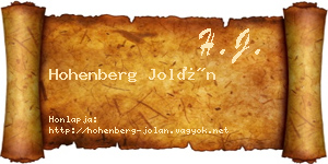 Hohenberg Jolán névjegykártya